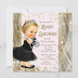Invitación Chicas Princesa Pequeña Dama Oro Rosa Baby Shower