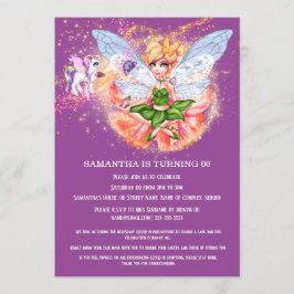 Invitación Chicas purpurinas mágicos de princesa de mariposa 