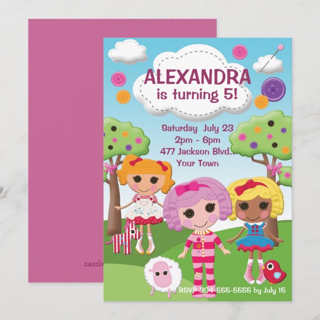 Invitación Chicas Ragdoll Fiesta de cumpleaños (Anverso / Reverso)