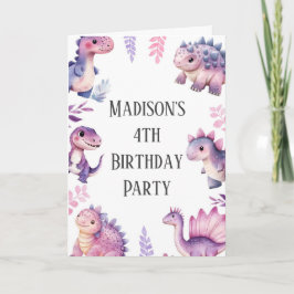 Invitación Chicas recortan los dinosaurios por cumpleaños