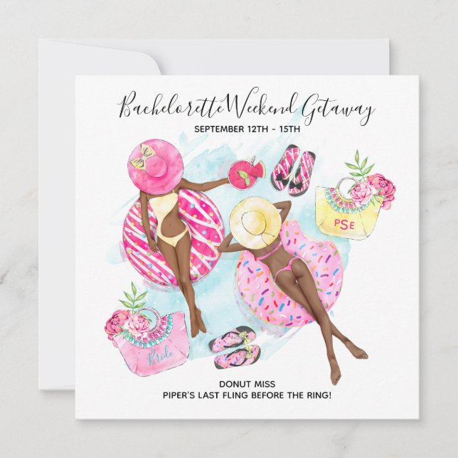 Invitación Chicas Retro Despedida de Soltera Fin de Semana en (Anverso)