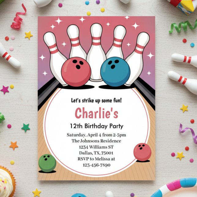 Invitación Chicas Retro Fiesta de Cumpleaños de Bolos Rosa (Subido por el creador)