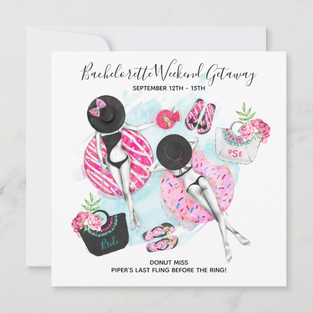 Invitación Chicas Retro Fin de Semana de Despedida de Soltera (Anverso)