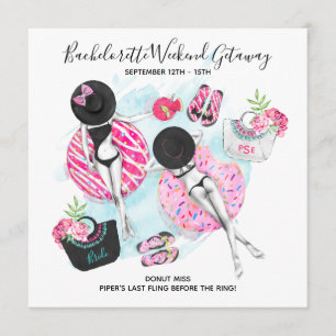 Invitación Chicas Retro Fin de Semana de Despedida de Soltera