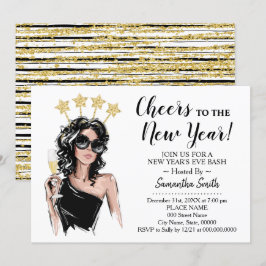 Invitación Chicas rindieron vítores al Purpurina de Año Nuevo