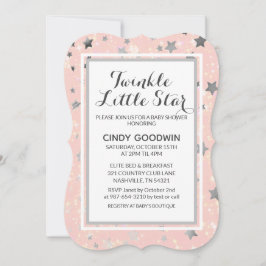 Invitación Chicas Rosa Twinkle Little Star Rubor Baby Shower