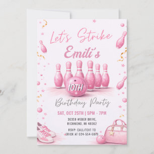 Invitación Chicas rosadas personales bolos Cumpleaños
