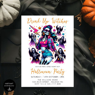 Invitación Chicas rosados afuera fiesta de Halloween para adu