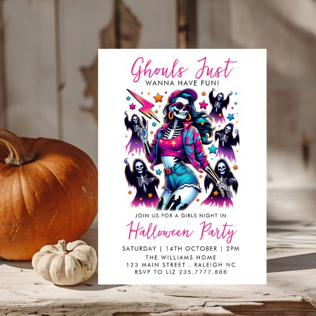 Invitación Chicas rosados celebran fiesta de Halloween para a (Subido por el creador)