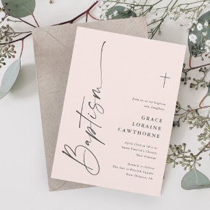 Invitación Chicas rosados con escritura elegante moderna baut