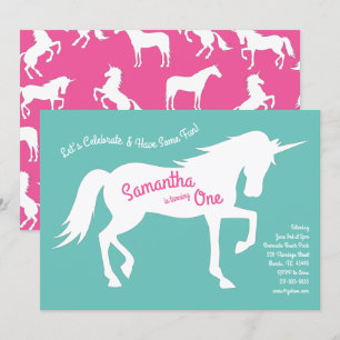 Invitación Chicas rosados de Unicorn Silhouette Fiesta de cum
