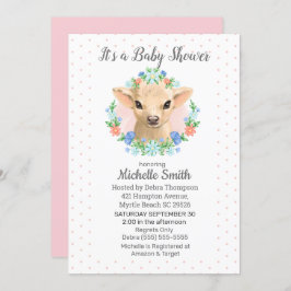 Invitación Chicas rosados de vaca cutánea Baby Shower floral