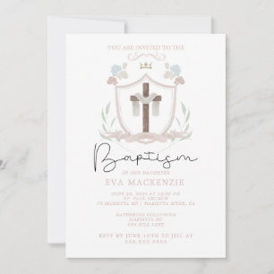 Invitación Chicas rosados invitan primero al bautismo