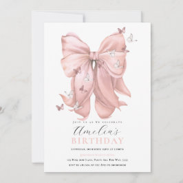Invitación Chicas rosados se inclinan por las mariposas rosad