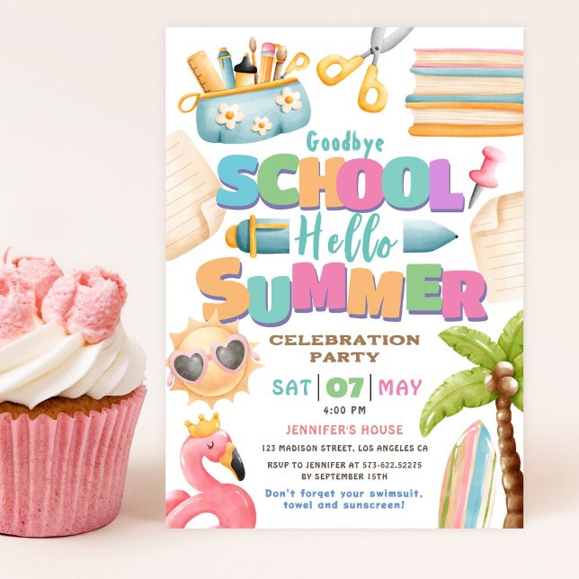 Invitación Chicas rosas juntan Fiesta de verano en escuela fu (Subido por el creador)