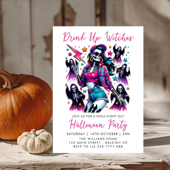 Invitación Chicas sacan de noche fiesta de Halloween para adu (Subido por el creador)