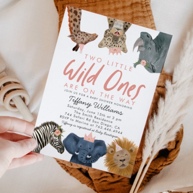 Invitación Chicas Safari de TWINS Wild Ones Baby Shower (Subido por el creador)
