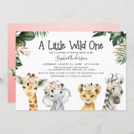 Invitación Chicas Safari Jungle Animales Baby Shower