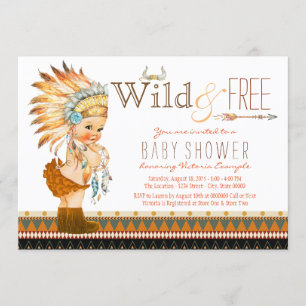 Invitación Chicas salvajes y libres boho Baby Shower tribal