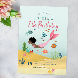 Invitación Chicas se burlan de la sirena afro mágica