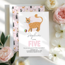 Invitación Chicas se burlan de los niños gatos rosados Cumple