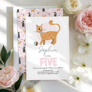 Invitación Chicas se burlan de los niños gatos rosados Cumple
