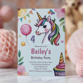 Invitación Chicas se burlan de pastel unicornio