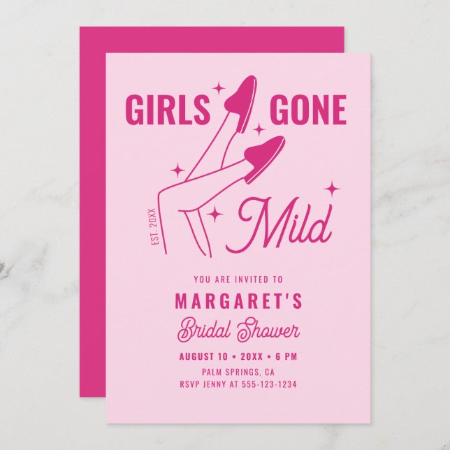 Invitación Chicas se fueron a una ducha mareada rosa (Anverso / Reverso)