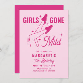 Invitación Chicas se hicieron una ligera mano rosada con 30 a