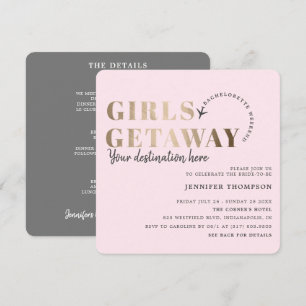 Invitación Chicas se llevan Rubor y Gold Bachelorette Weekend