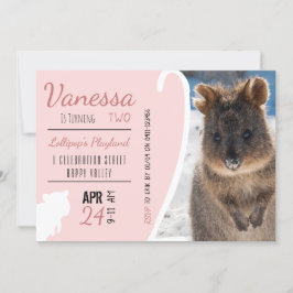 Invitación Chicas segundo cumpleaños Blue Quokka Australia Fo