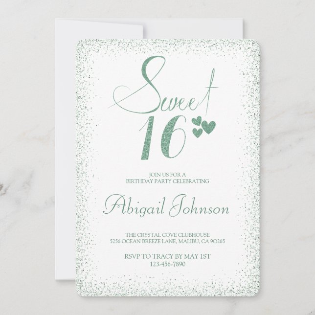 Invitación Chicas selectos verde esmeralda dulce 16 cumpleaño (Anverso)