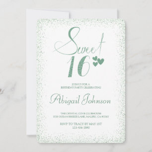 Invitación Chicas selectos verde esmeralda dulce 16 cumpleaño
