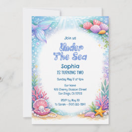 Invitación Chicas Sirena del Océano Bajo el Mar Segundo Cumpl