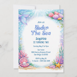 Invitación Chicas Sirena del Océano Bajo el Mar Segundo Cumpl