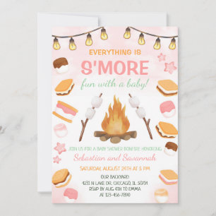 Invitación Chicas S'more Diversión Fogata Smores Baby Shower