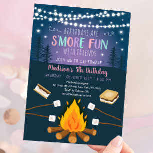 Invitación Chicas S'mores Campfire Más Divertido Cumpleaños