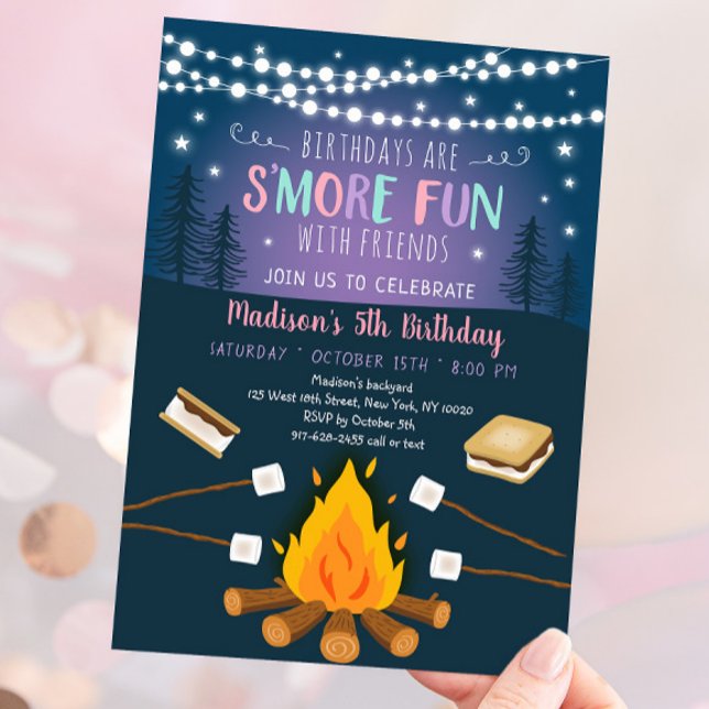 Invitación Chicas S'mores Campfire Más Divertido Cumpleaños (Subido por el creador)