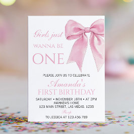 Invitación Chicas solo quieren ser un bebé rosado Coquette cu