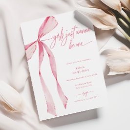 Invitación Chicas solo quieren ser un bebé rosado primer cump