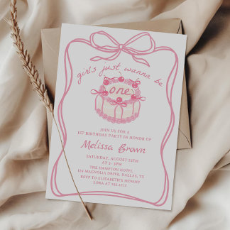 Invitación Chicas solo quieren ser un bebé rosado primer cump