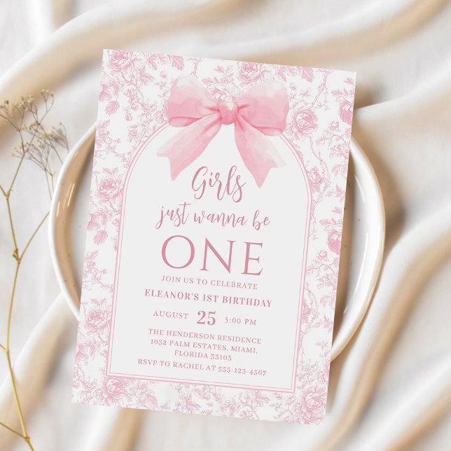 Invitación Chicas solo quieren ser un bebé rosado primer cump (Subido por el creador)