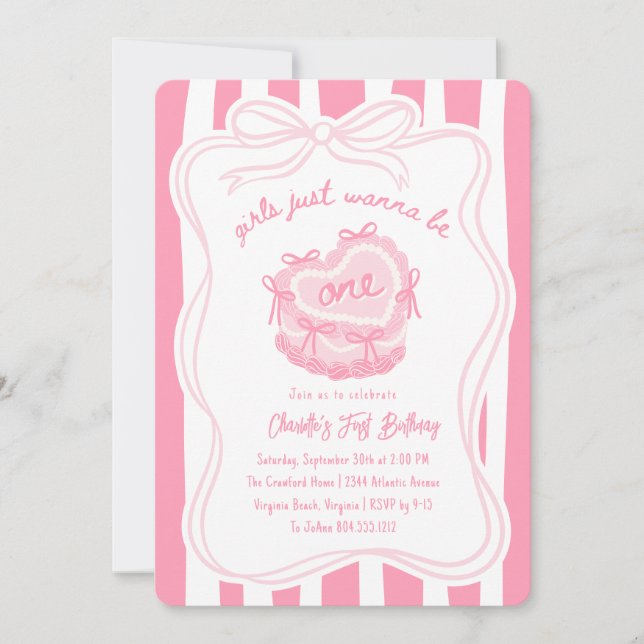 Invitación Chicas solo quieren ser un cumpleaños de pastelerí (Anverso)