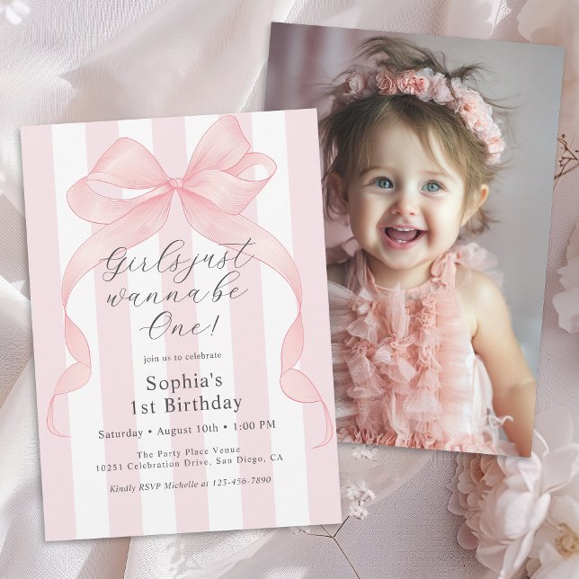 Invitación Chicas solo quieren ser una foto primer cumpleaños (Available in both printed and instant download digital formats.)