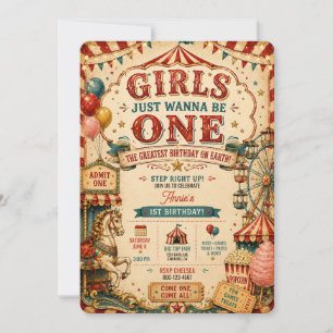 Invitación Chicas Solo Quieren Ser Uno Cumpleaños Vintage Fer