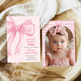 Invitación Chicas Sólo Wanne Be One Pink Bow Coquette Cumplea