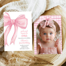 Invitación Chicas Sólo Wanne Be One Pink Bow Coquette Cumplea