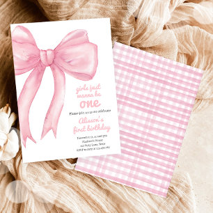 Invitación Chicas Sólo Wanne Be One Pink Bow Coquette Cumplea