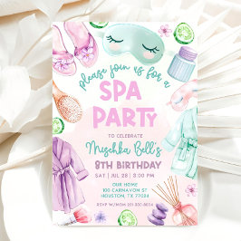 Invitación Chicas Spa Cumpleaños, Fiesta Spa Cumpleaños Glam 