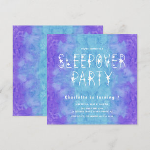 Invitación Chicas Starry de color azul morado Sleepover Invi